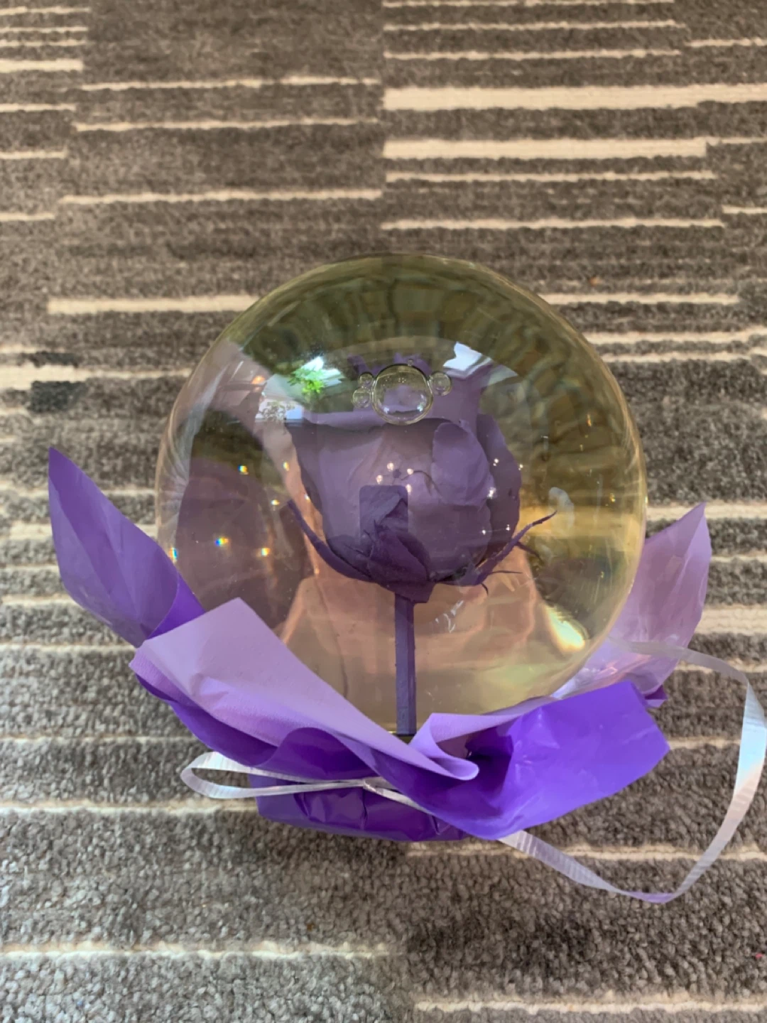 Purple Rose in Glass Dome Globe - photo 3
