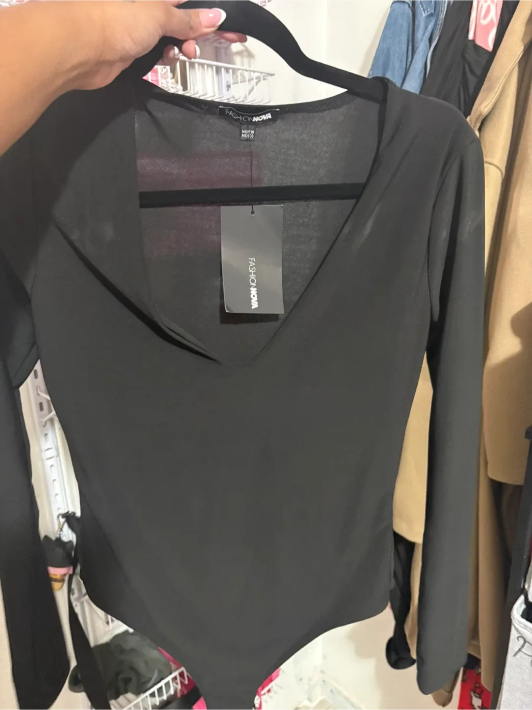 Fashion Nova Louise V Neck Bodysuit - Size M thumbnail