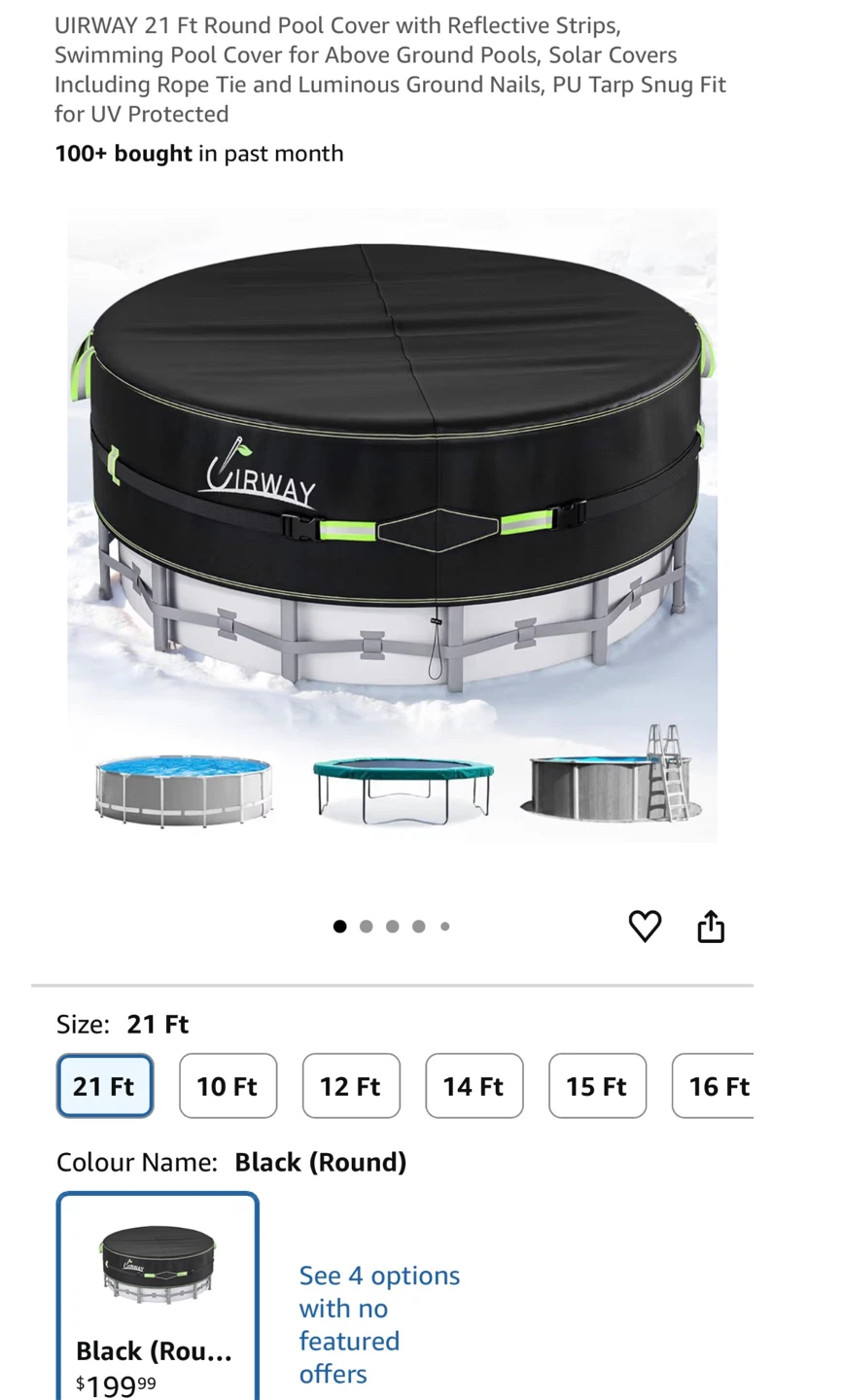 CIRWAY 21 Ft Round Pool Cover - Reflective Strips