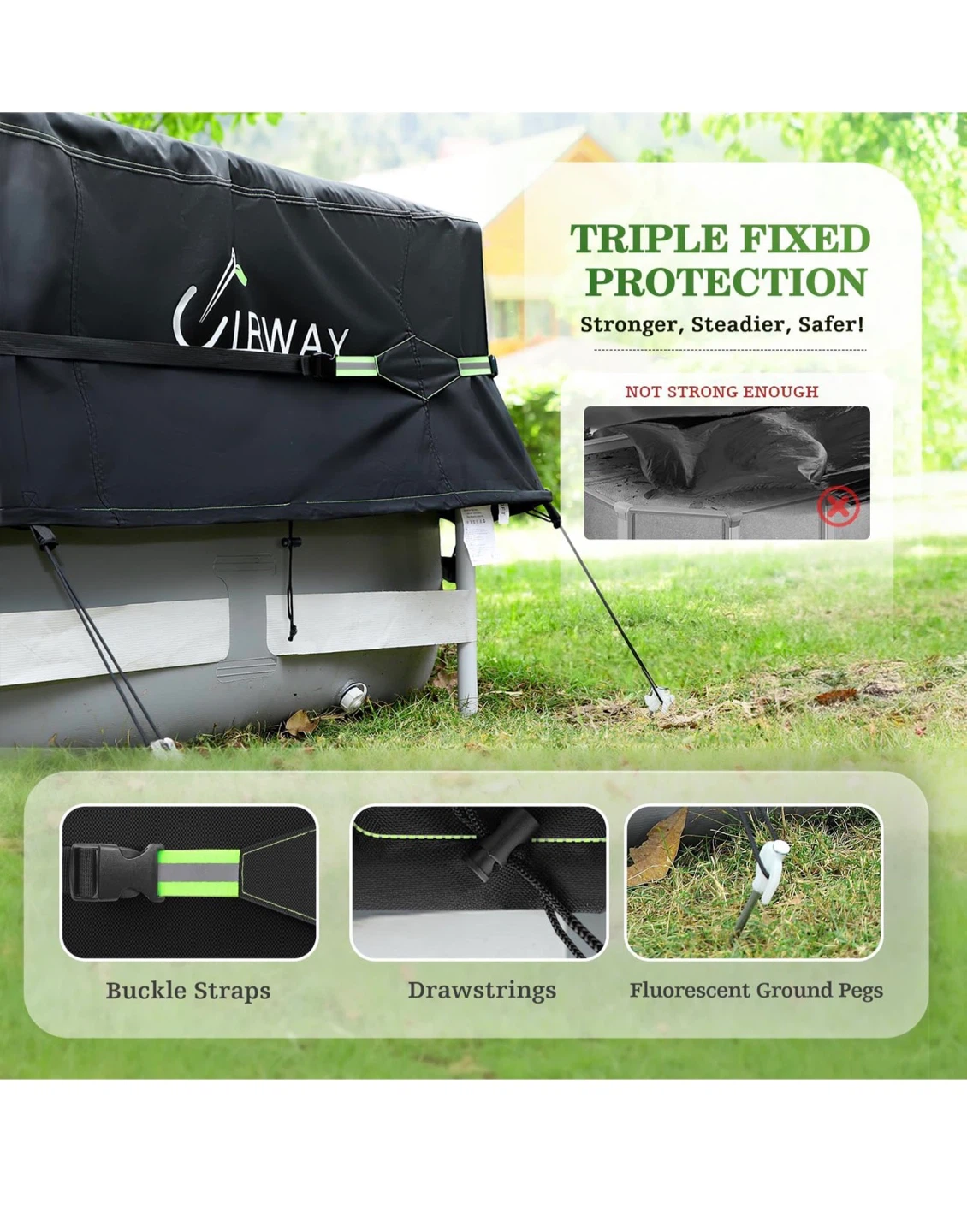 CIRWAY 21 Ft Round Pool Cover - Reflective Strips - photo 4