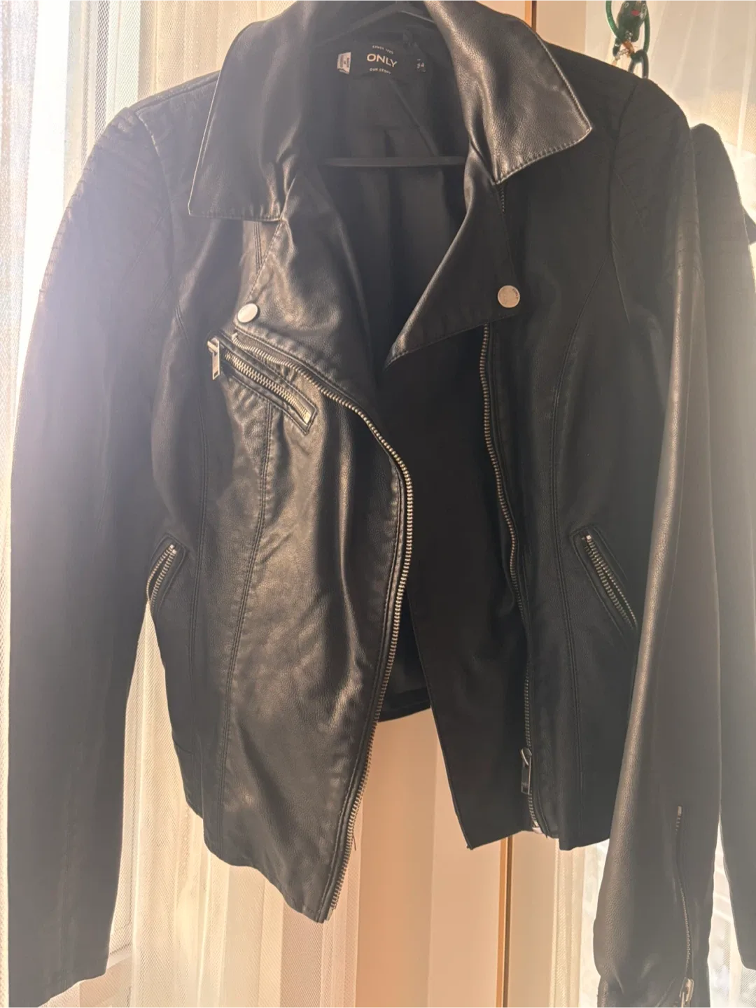 ONLY Black Faux Leather Biker Jacket image indicator(2)