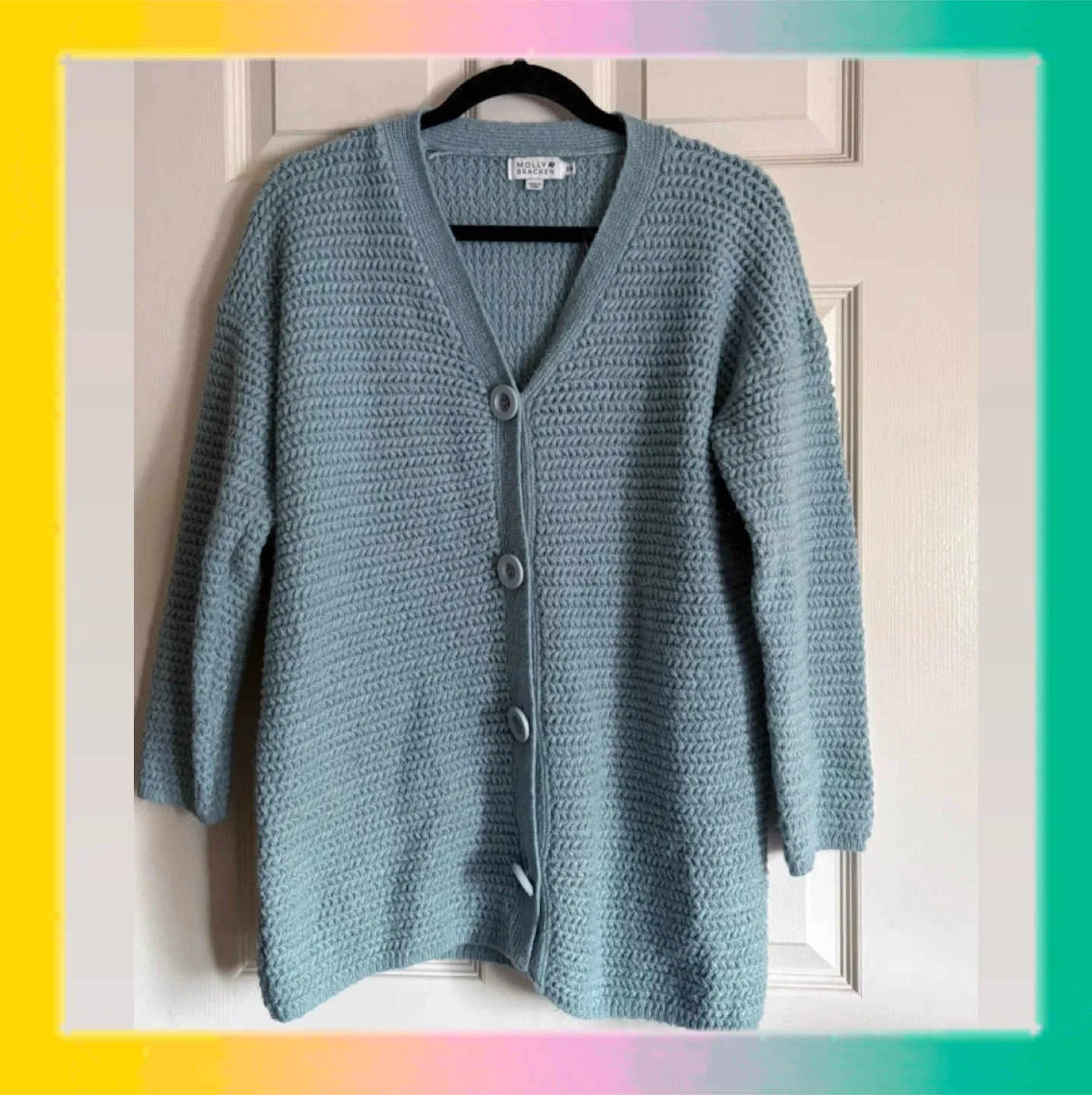 Molly Bracken Knit Cardigan - Teal Sz S/M thumbnail