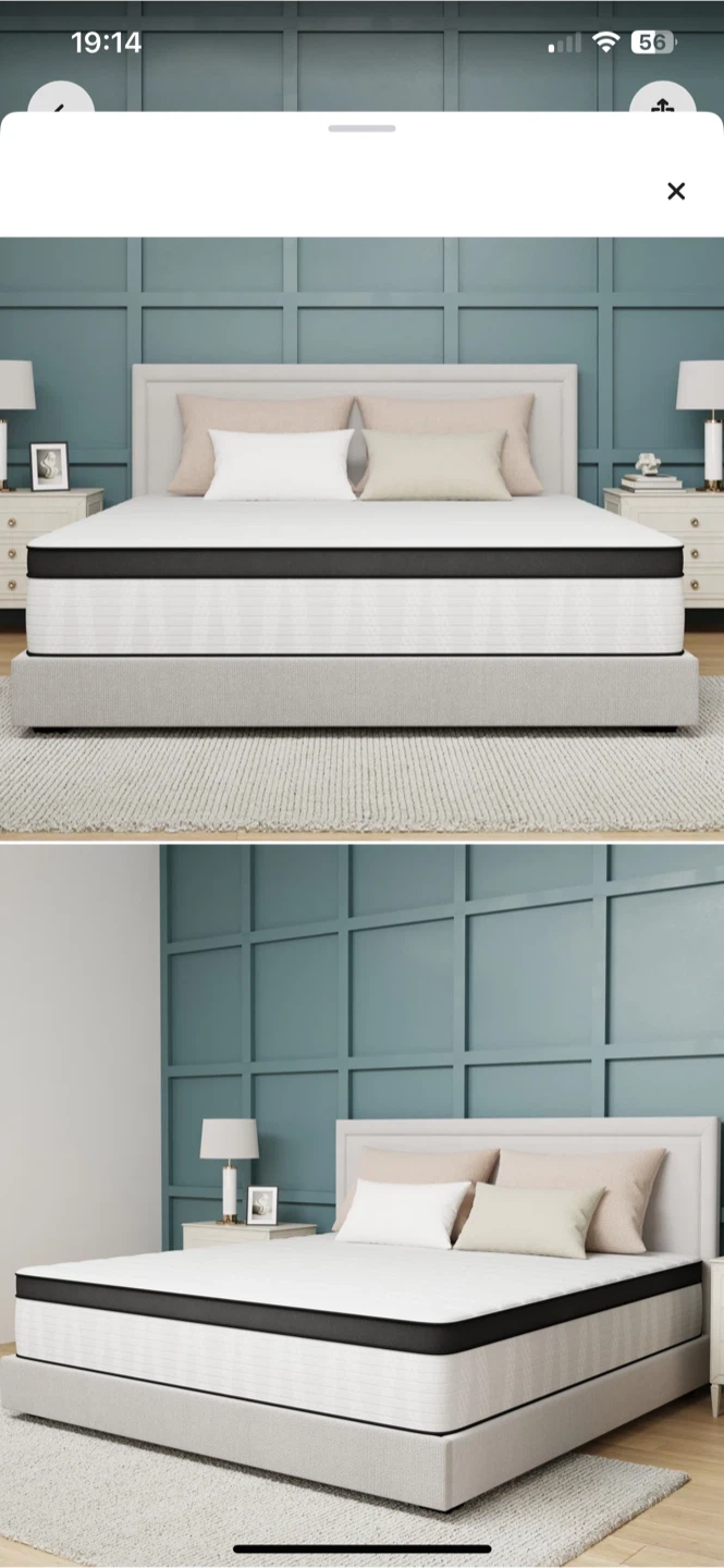 brand New! Avenco medium firm gel pillow top hybrid mattress - photo 3