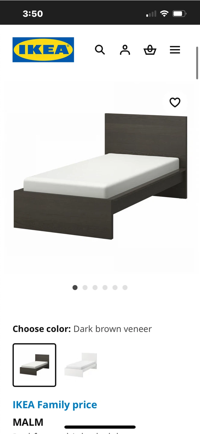 IKEA Malm Bed Frame - Twin, Dark Brown. Frame only - photo 2