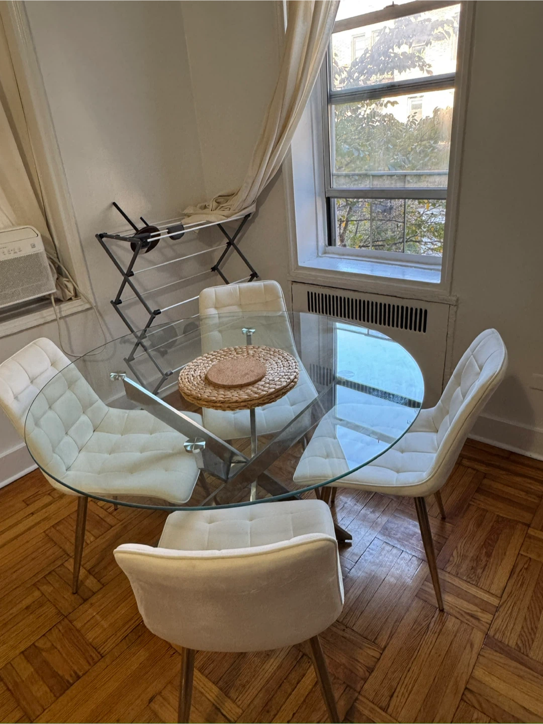 Glass Round Dining Table with 4 Chairs - photo 2