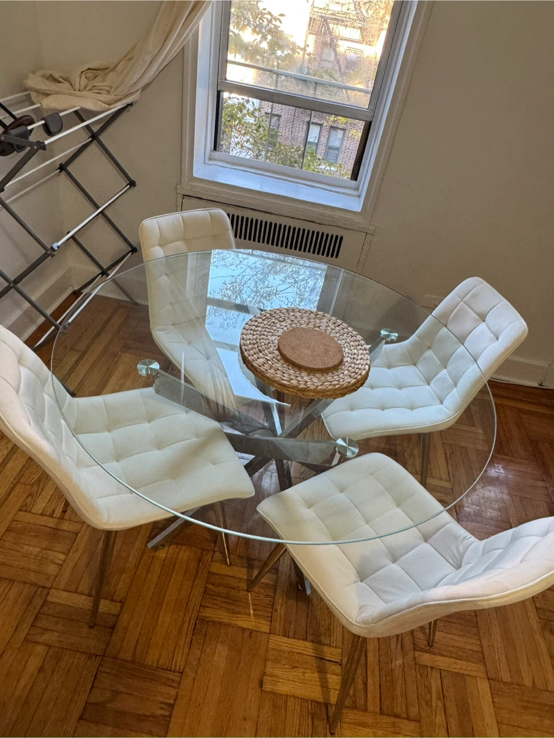 Glass Round Dining Table with 4 Chairs - photo 3