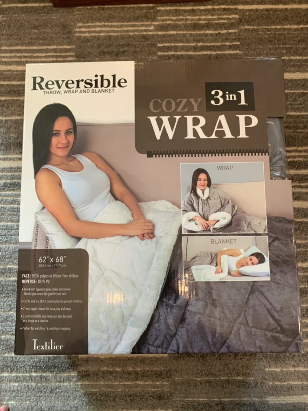 Textilier Reversible Cozy 3-in-1 Wrap Blanket BNIB thumbnail