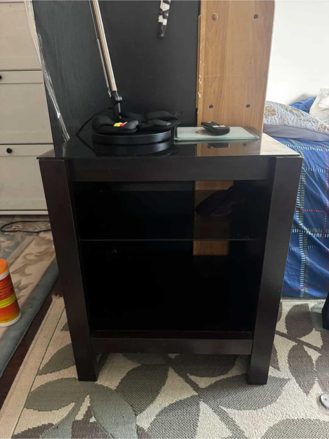 Dark Brown End Table with Glass Top image indicator(2)