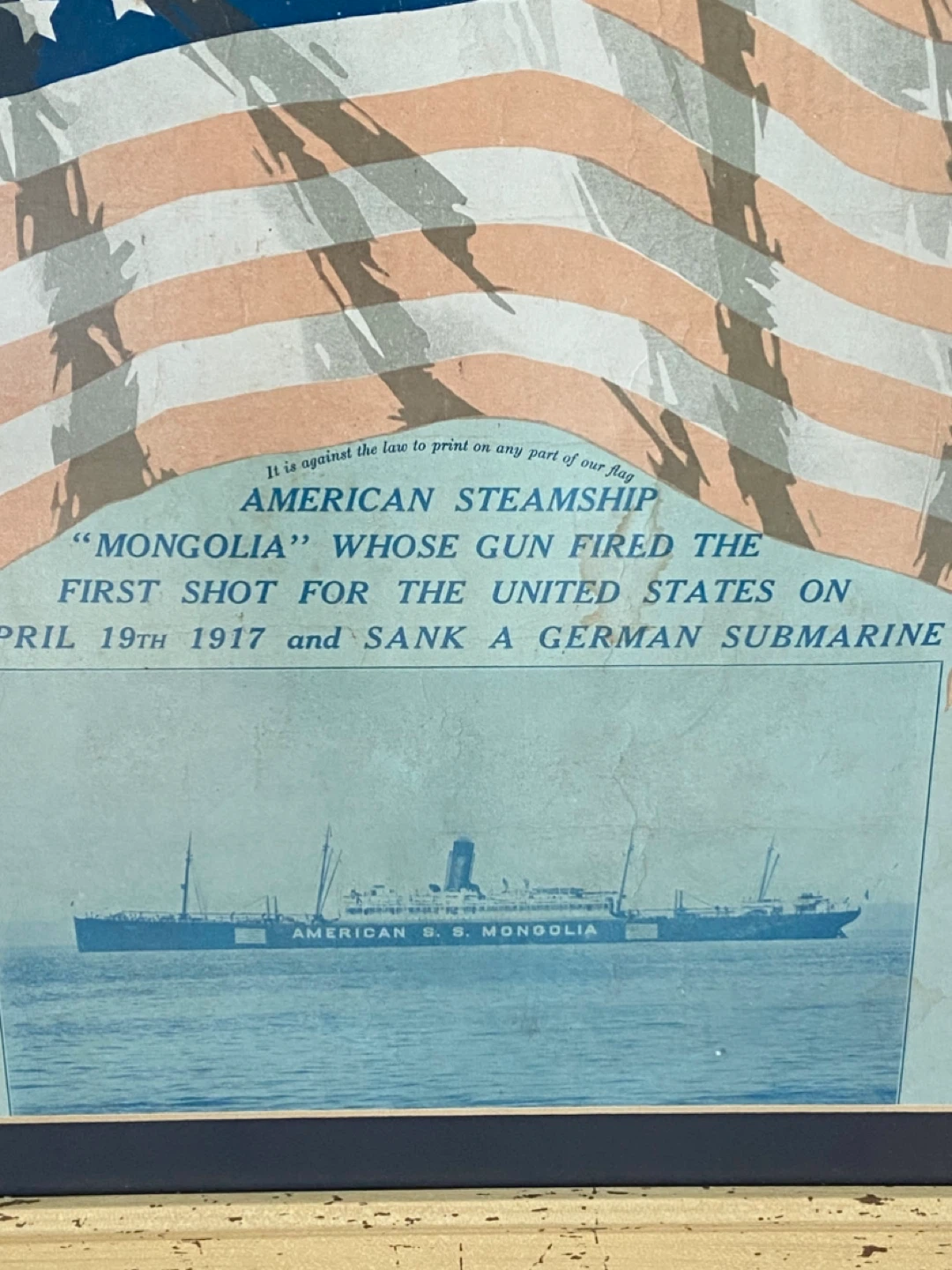 Framed American Steampship Mongolia Print - photo 2