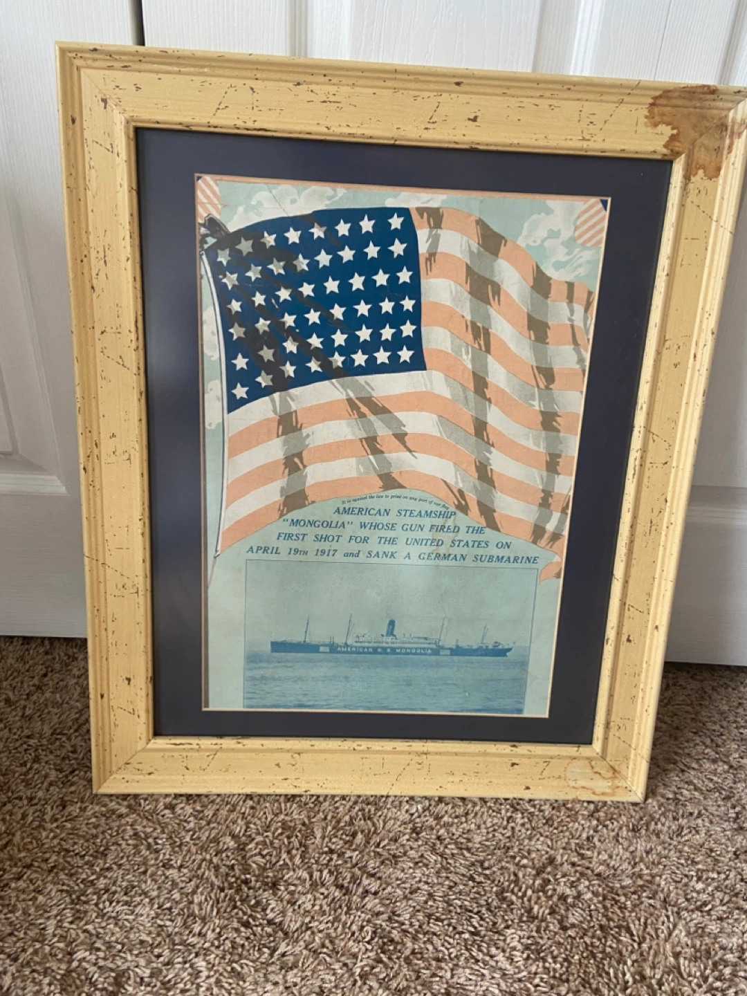 Framed American Steampship Mongolia Print