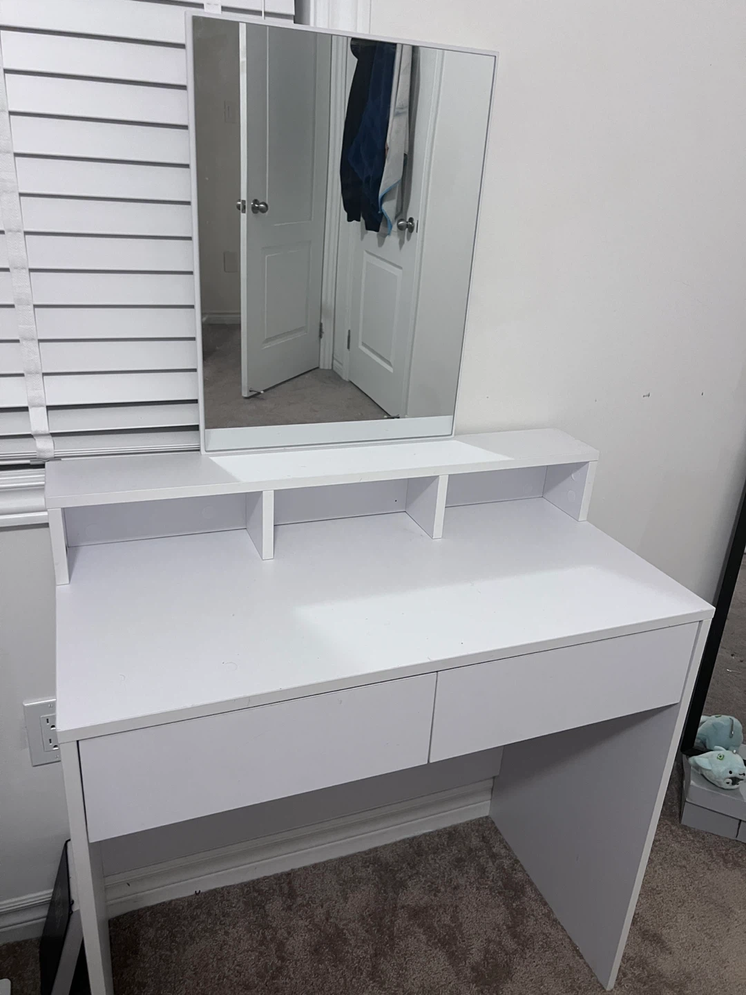 White Vanity Desk with Mirror