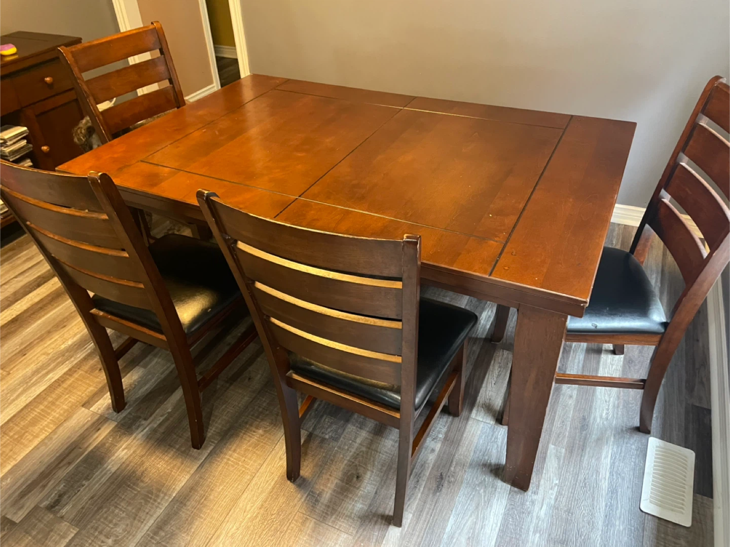 Wooden Dining Room set with Chairs and serving table