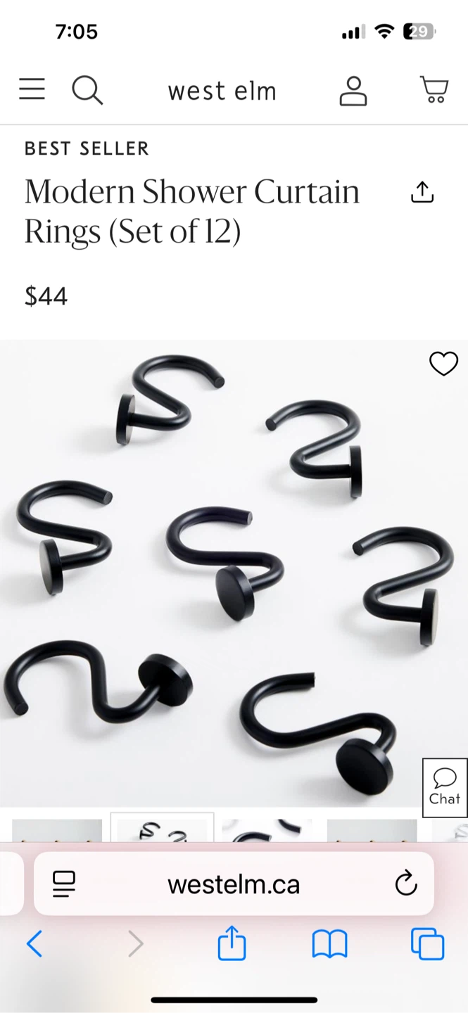 West Elm Modern Shower Curtain Rings (Set of 12) - photo 3