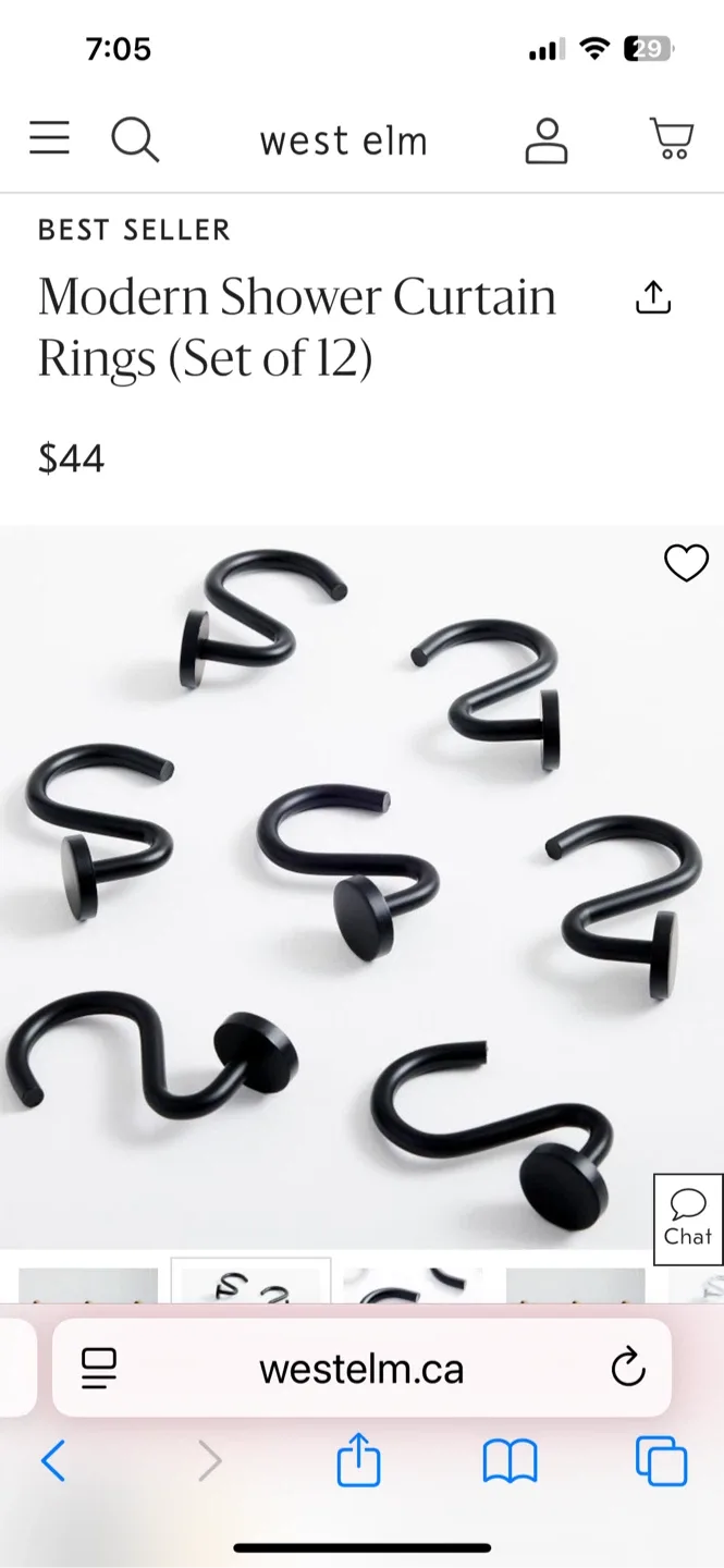 West Elm Modern Shower Curtain Rings (Set of 12) image indicator(3)