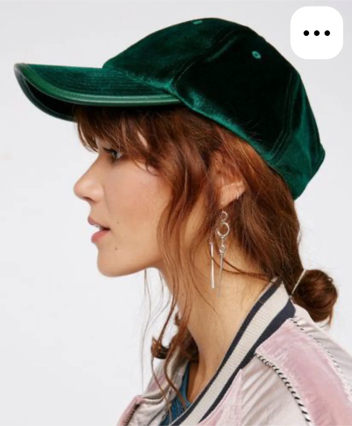 Free People Green Velvet Baseball Cap