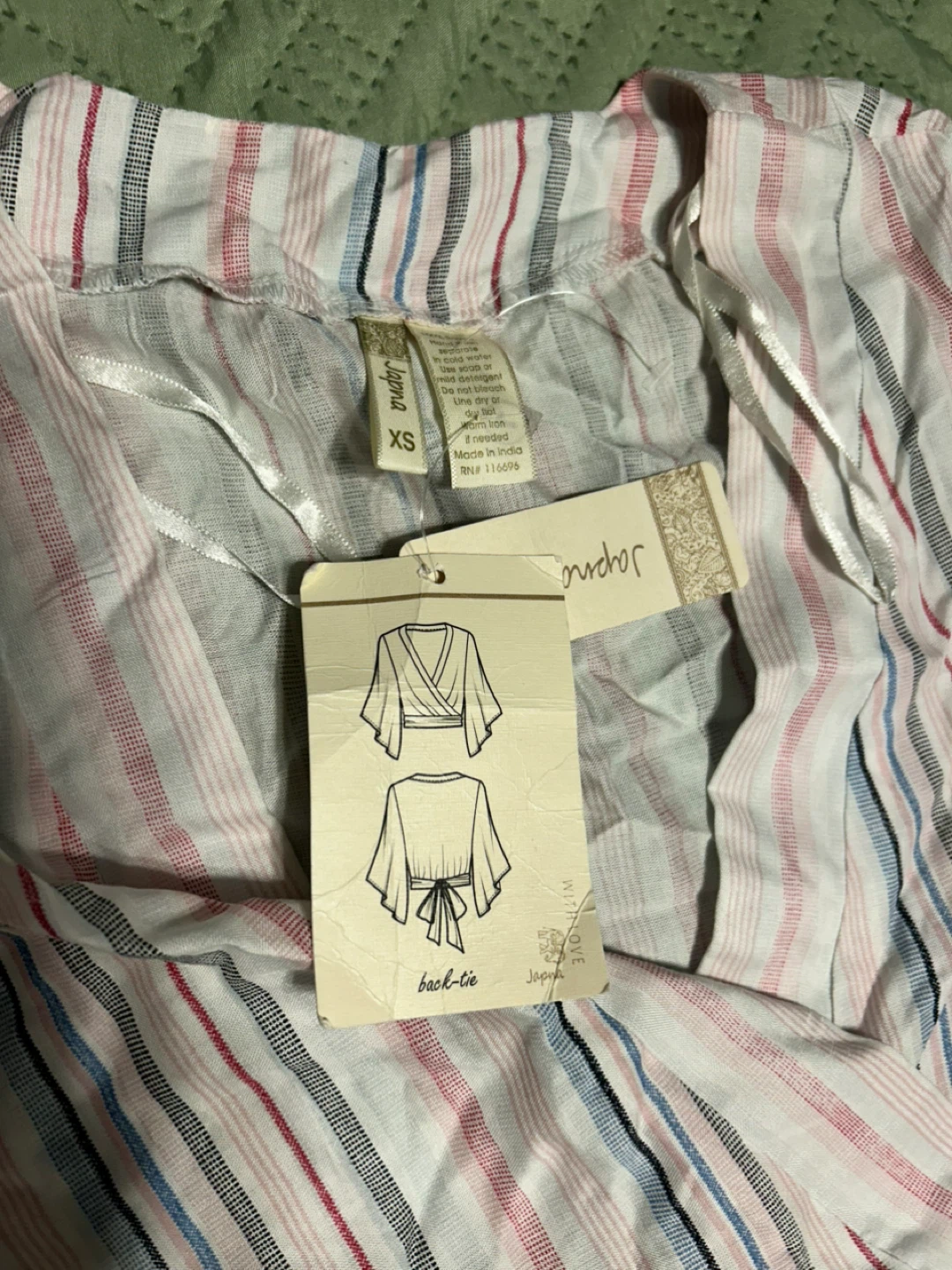Japna Striped Wrap Top - Size XS - photo 2