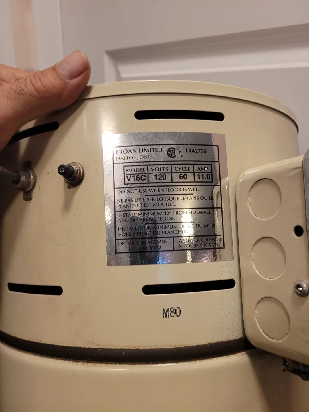 Broan Central Vacuum System V16C image indicator(2)