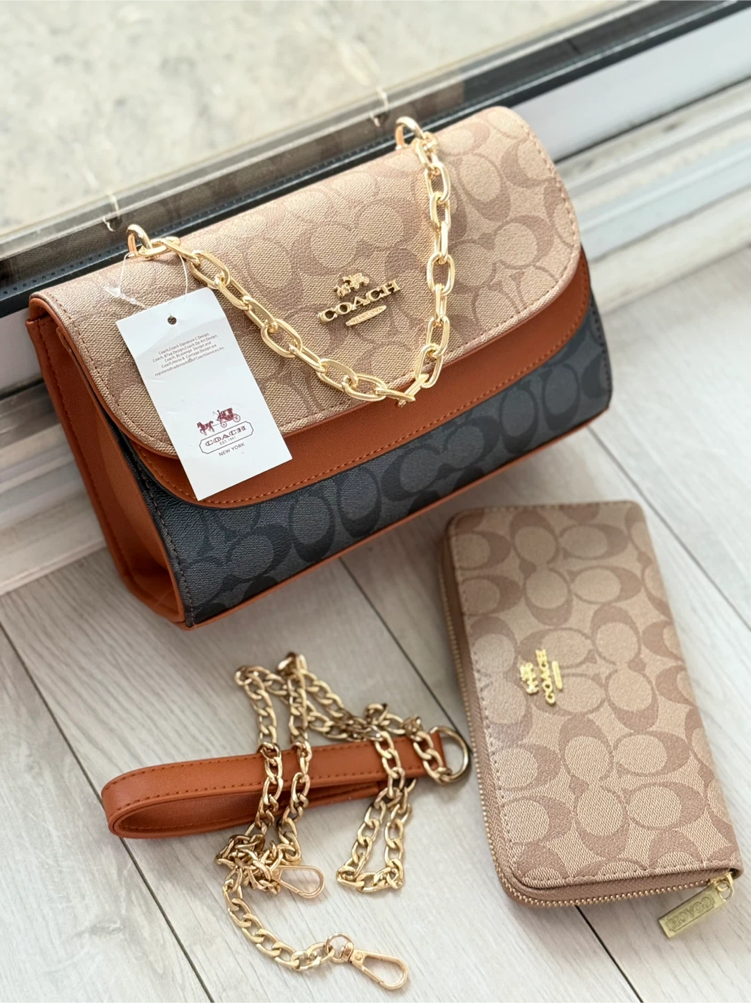 Coach Signature Coated Canvas Handbag & Wallet Set