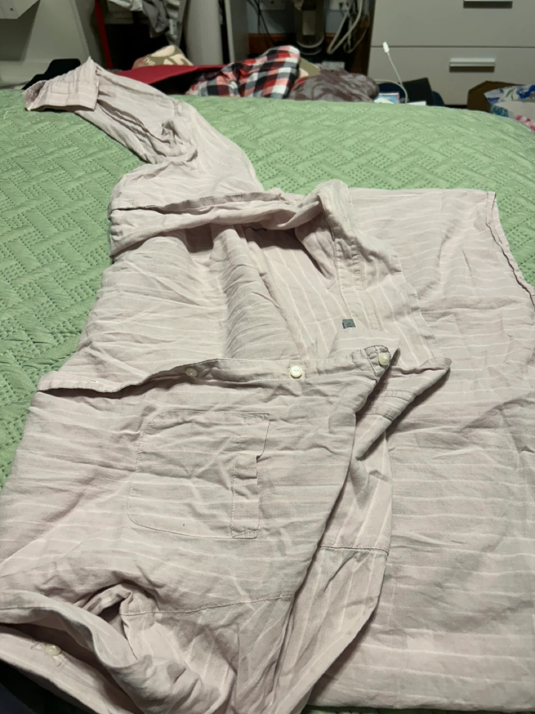 Shimera Striped Button-Up Shirt - Size L