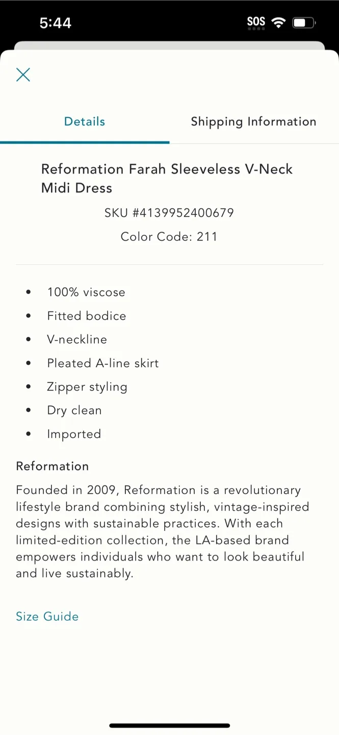 BNWT Reformation Farah Dress 2 (fits large) image indicator(4)