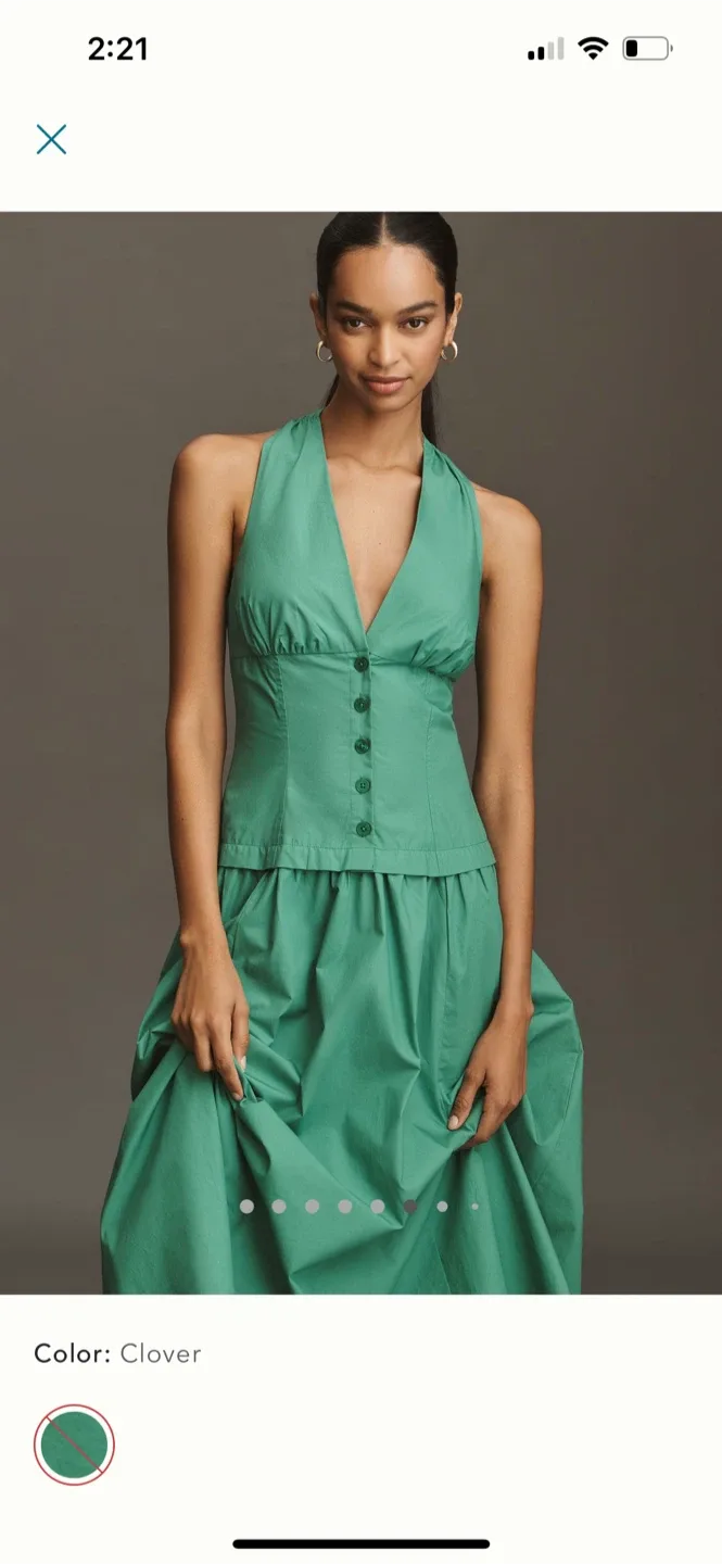 BNWT Anthropologie Maeve Cotton Halter Drop Waist Dress XS P image indicator(2)