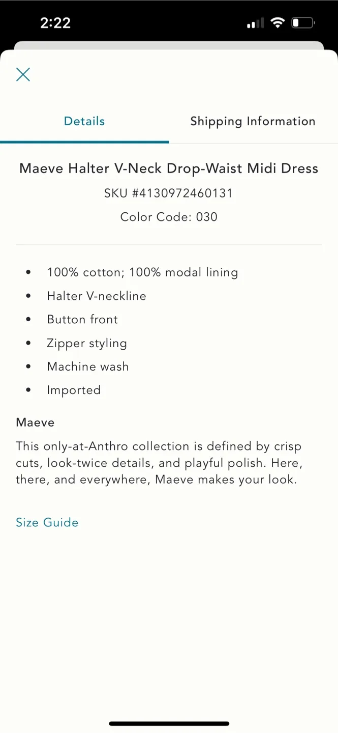 BNWT Anthropologie Maeve Cotton Halter Drop Waist Dress XS P image indicator(6)