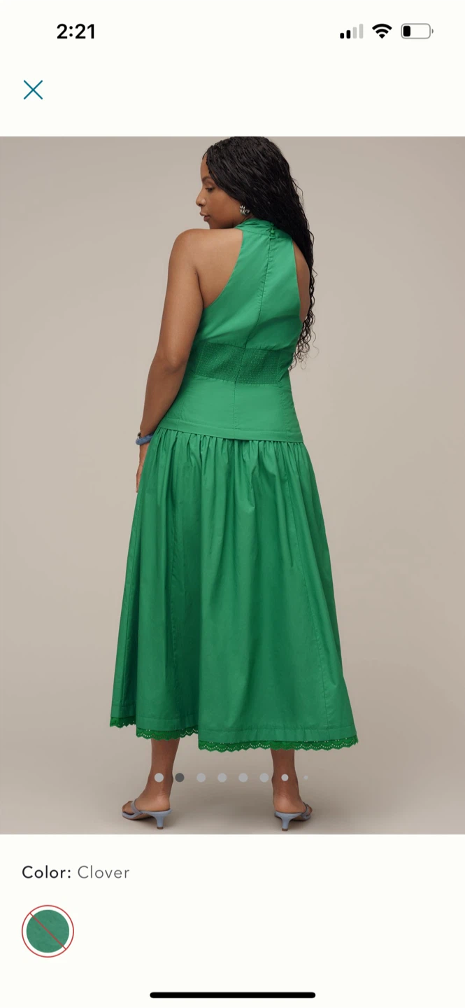 BNWT Anthropologie Maeve Cotton Halter Drop Waist Dress XS P - photo 4