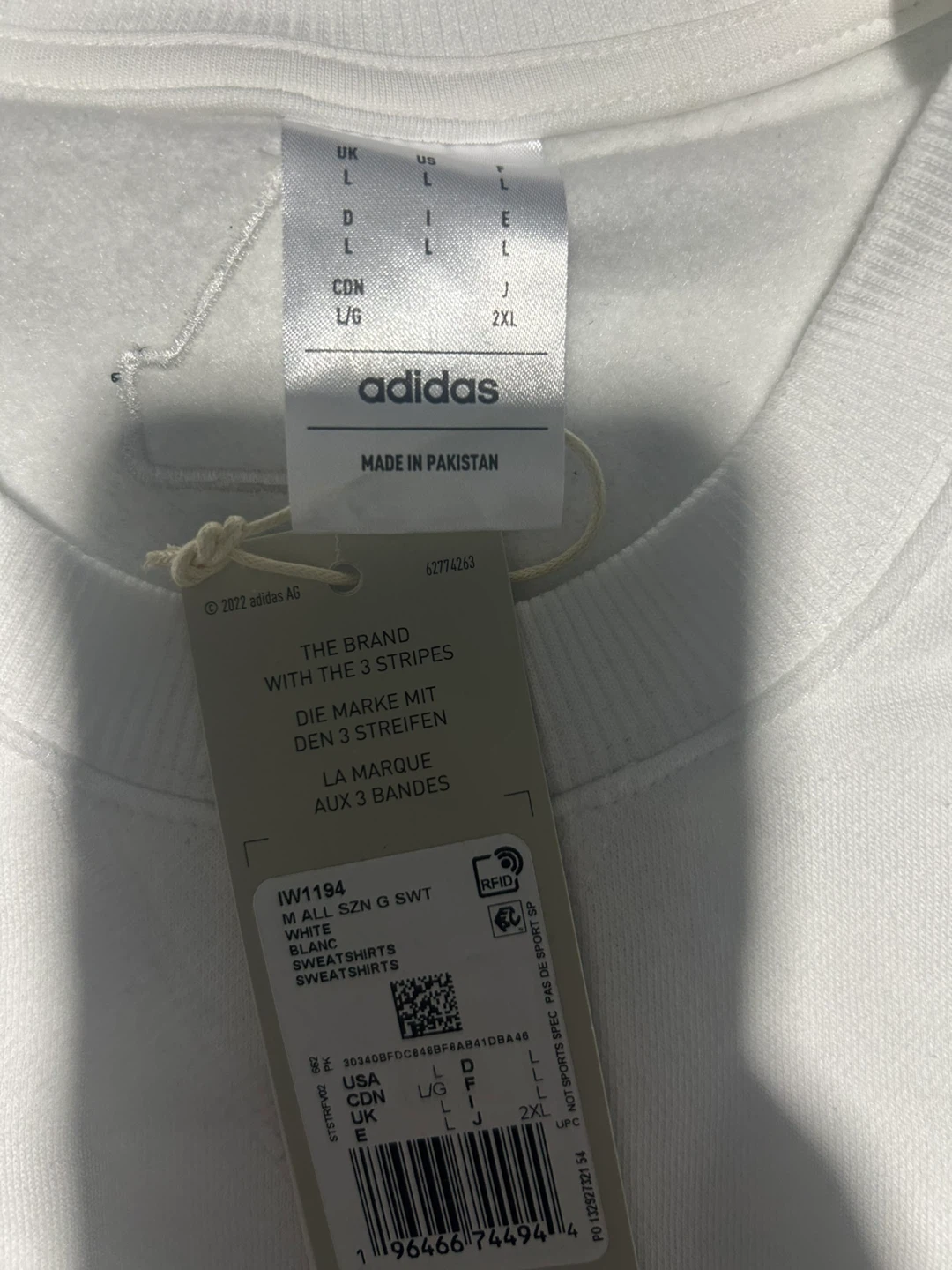 New Adidas ALL SZN G Sweatshirt - White - Men Size L - photo 2