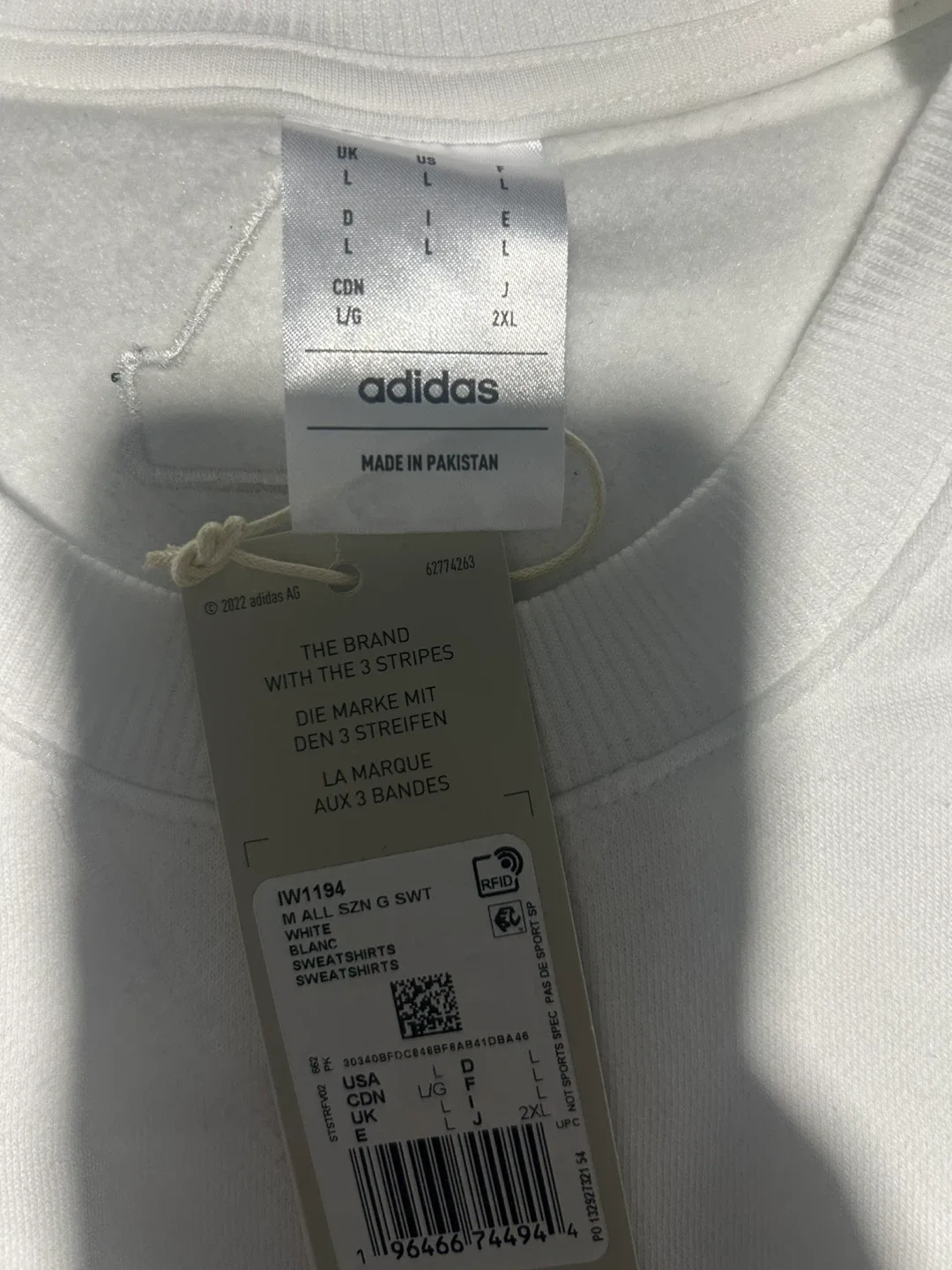 New Adidas ALL SZN G Sweatshirt - White - Men Size L image indicator(2)