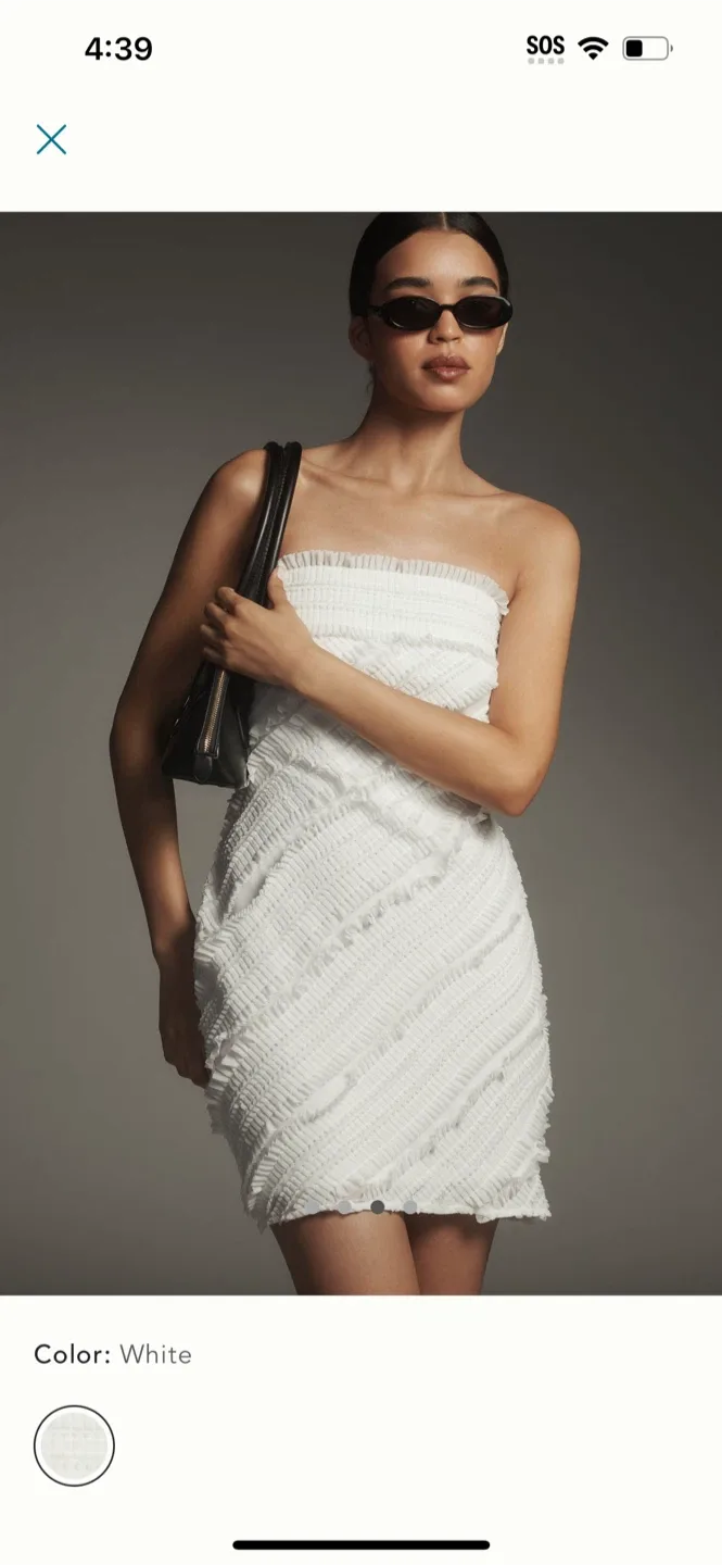 BNWT Anthropologie Strapless Textured Fitted Mini Dress XS image indicator(3)