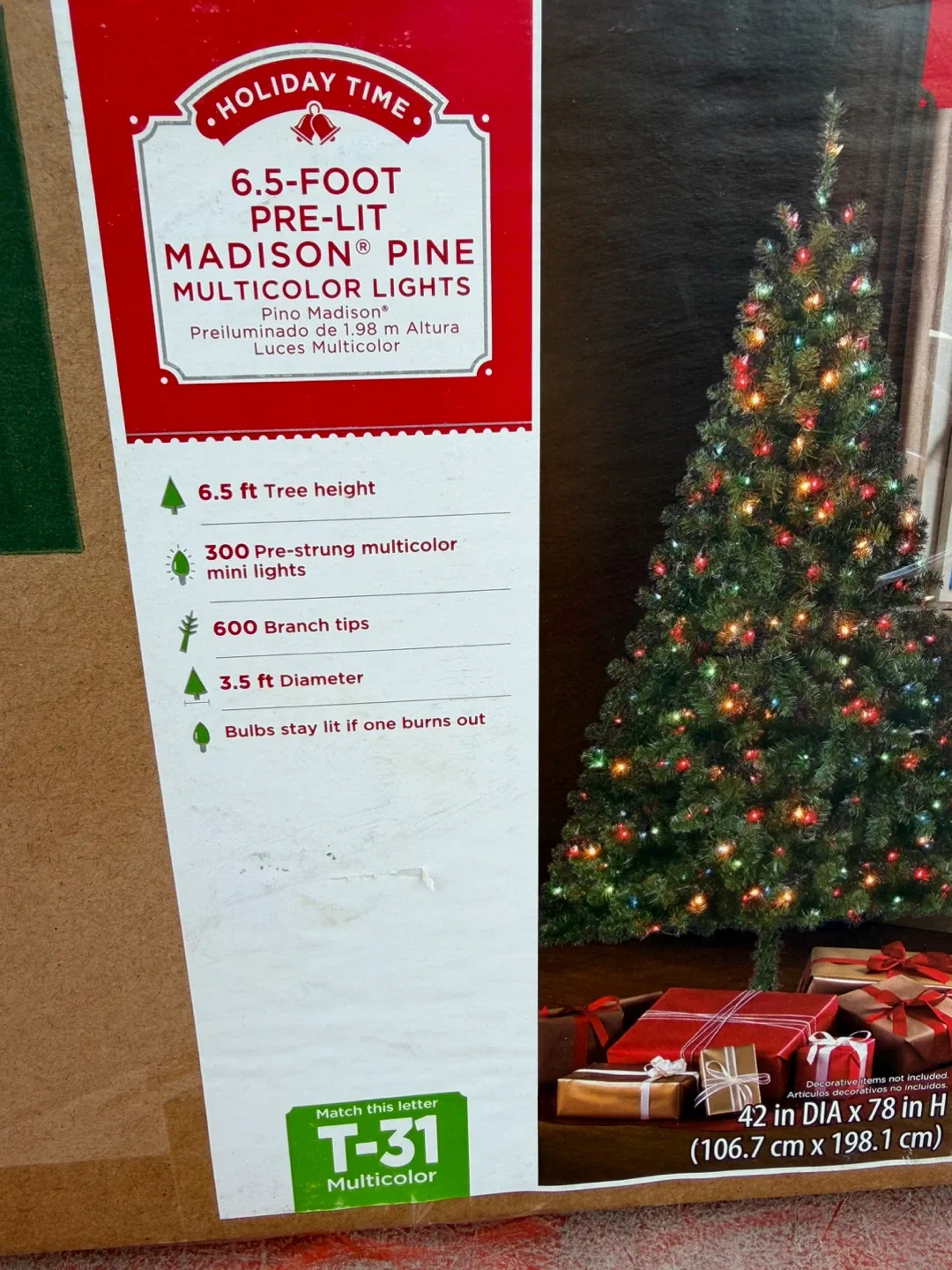 Holiday Time 6.5-Foot Pre-Lit Madison Pine