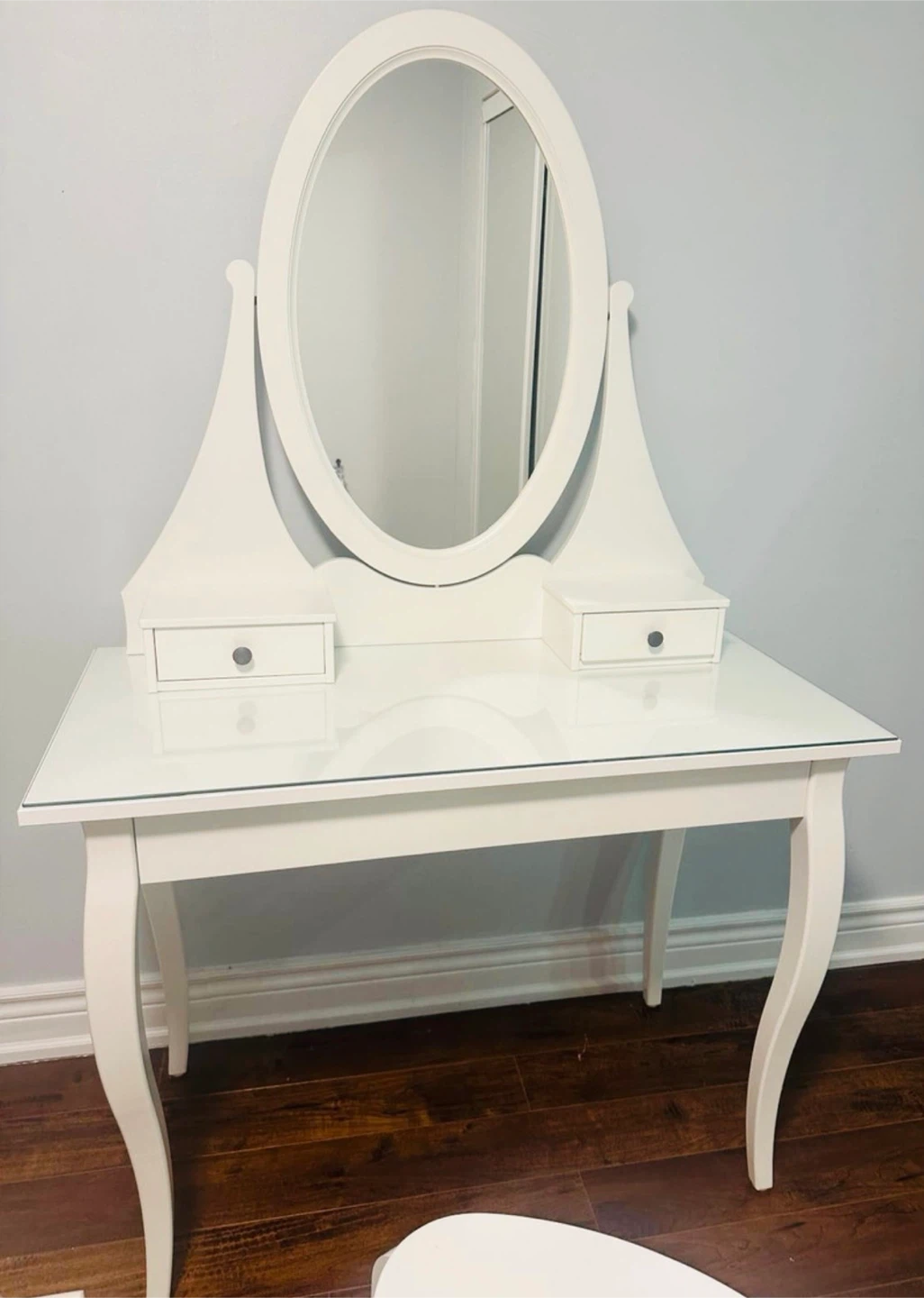 Dressing table with mirror, white, 100x50 cm (39 3/8x19 5/8 ")