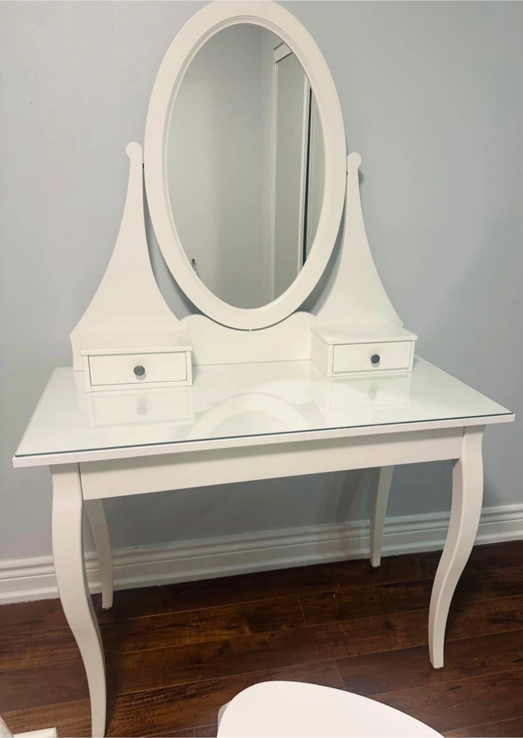 Dressing table with mirror, white, 100x50 cm (39 3/8x19 5/8 ") - photo 2