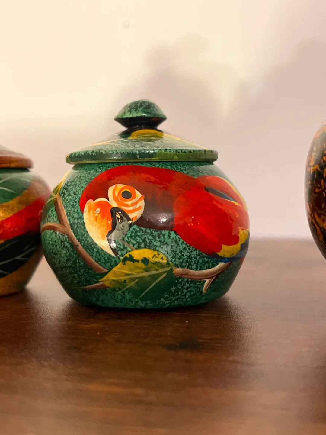 Set of 3 Vintage Wooden Trinket Jars image indicator(3)