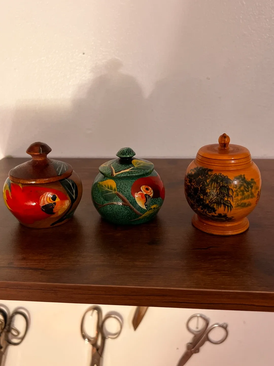Set of 3 Vintage Wooden Trinket Jars thumbnail