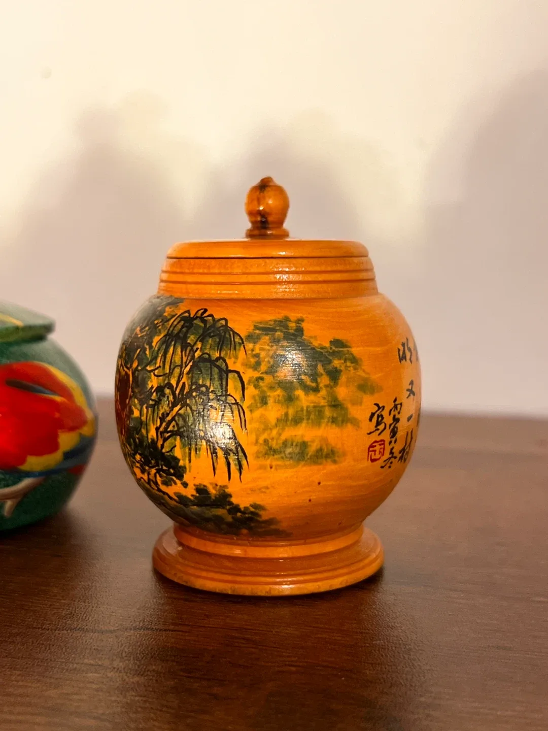 Set of 3 Vintage Wooden Trinket Jars image indicator(2)