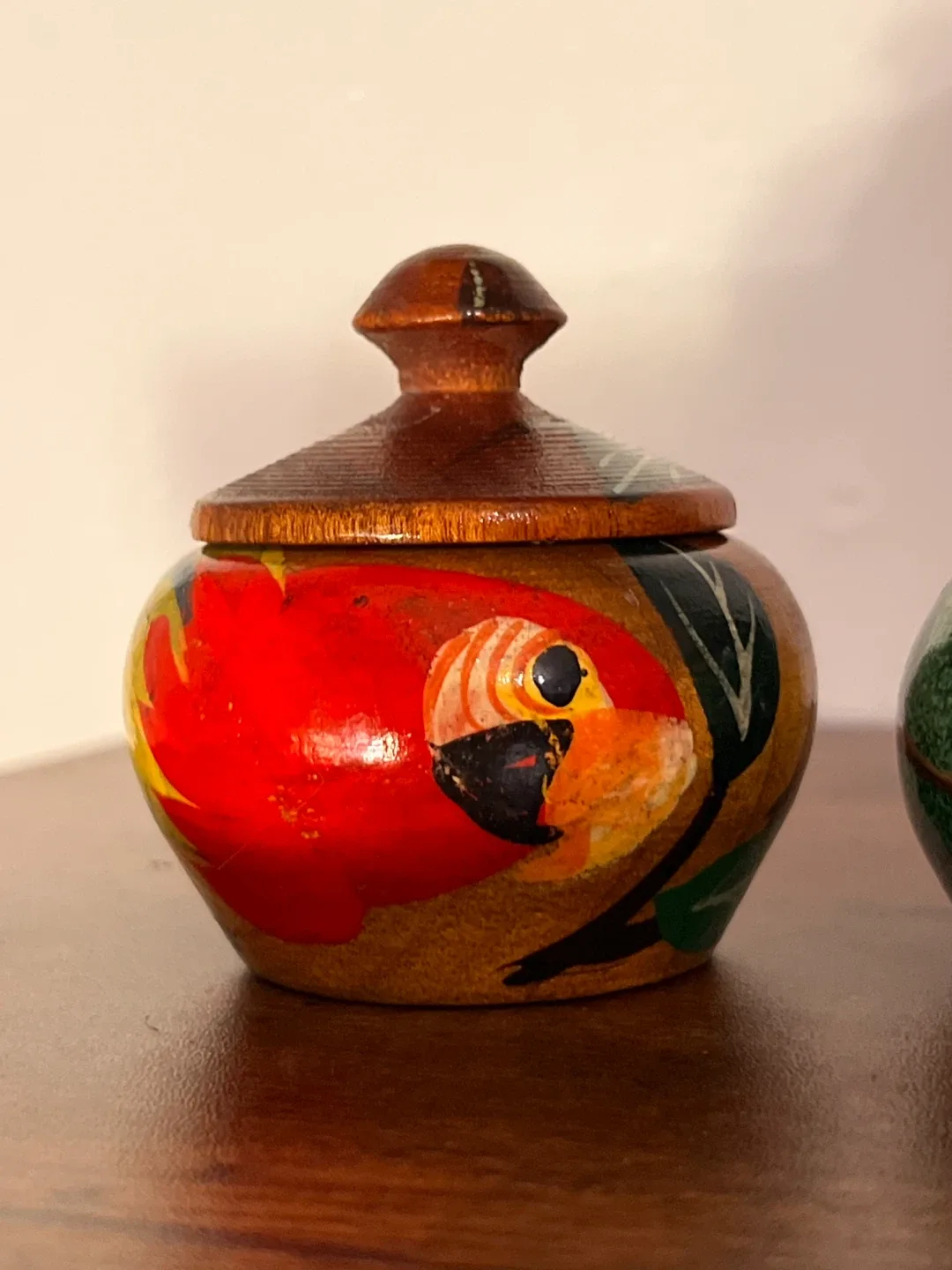 Set of 3 Vintage Wooden Trinket Jars image indicator(4)