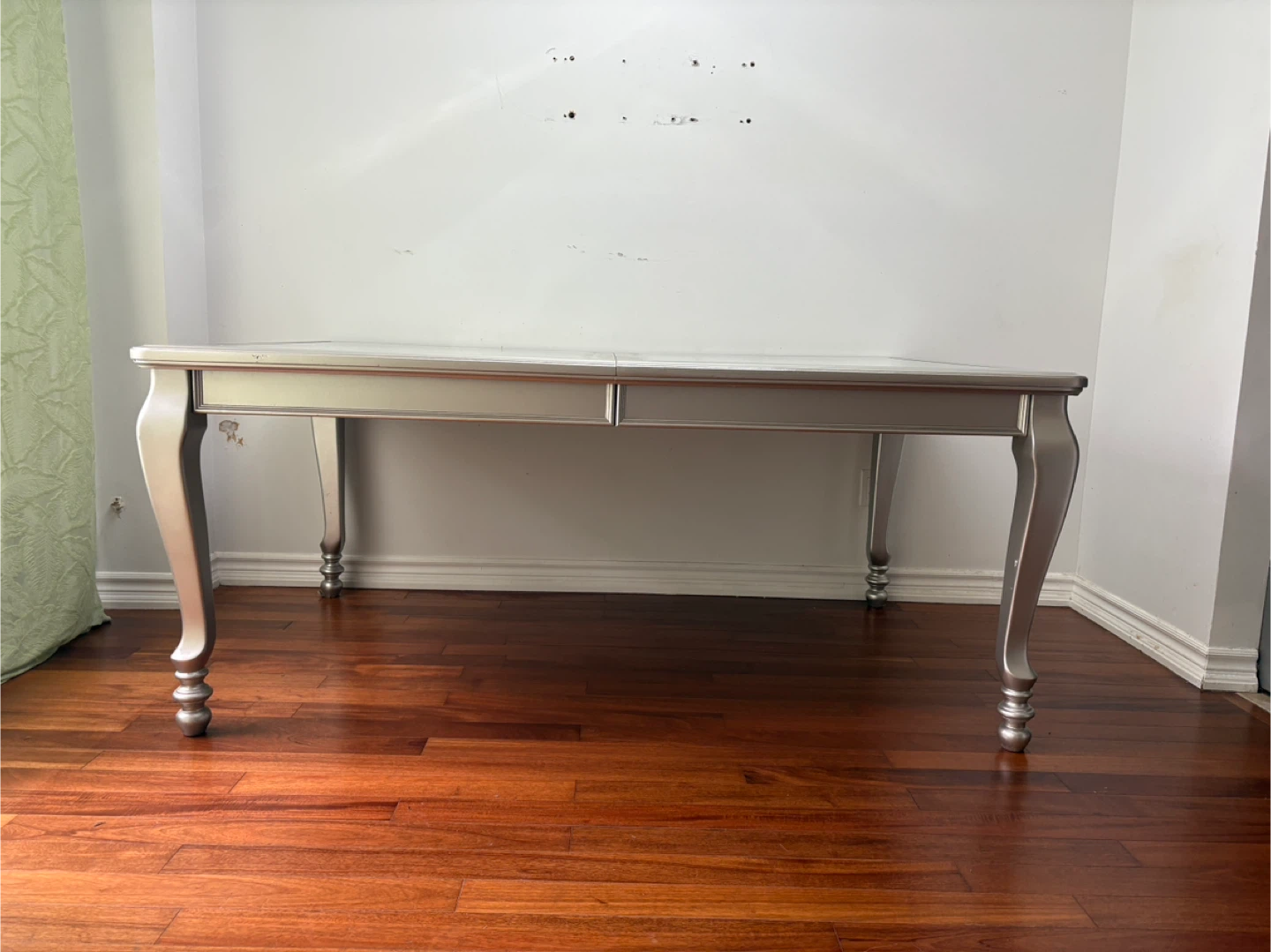 Silver Dining Table with Glass Top #cleanout