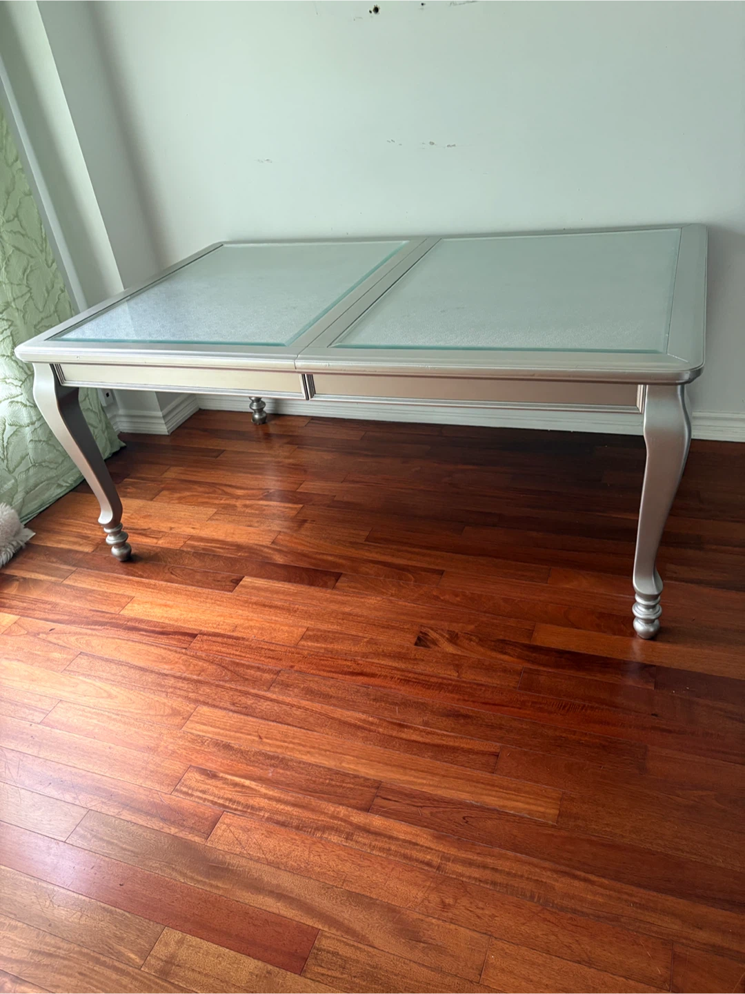 Silver Dining Table with Glass Top #cleanout - photo 2