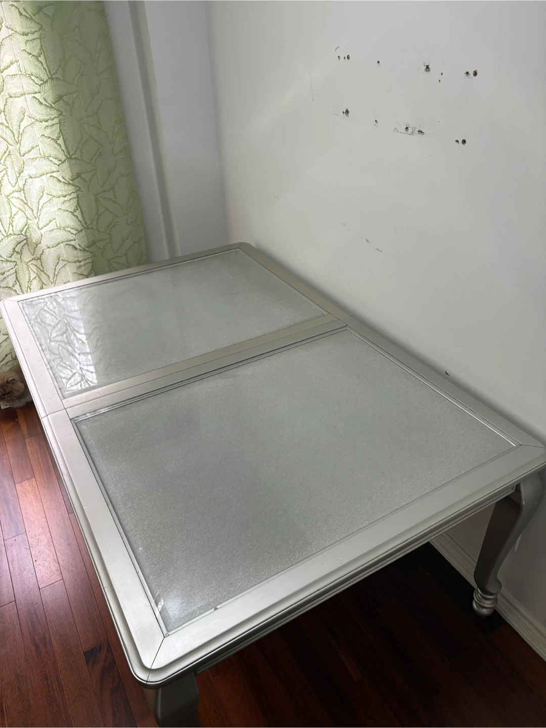 Silver Dining Table with Glass Top #cleanout - photo 3