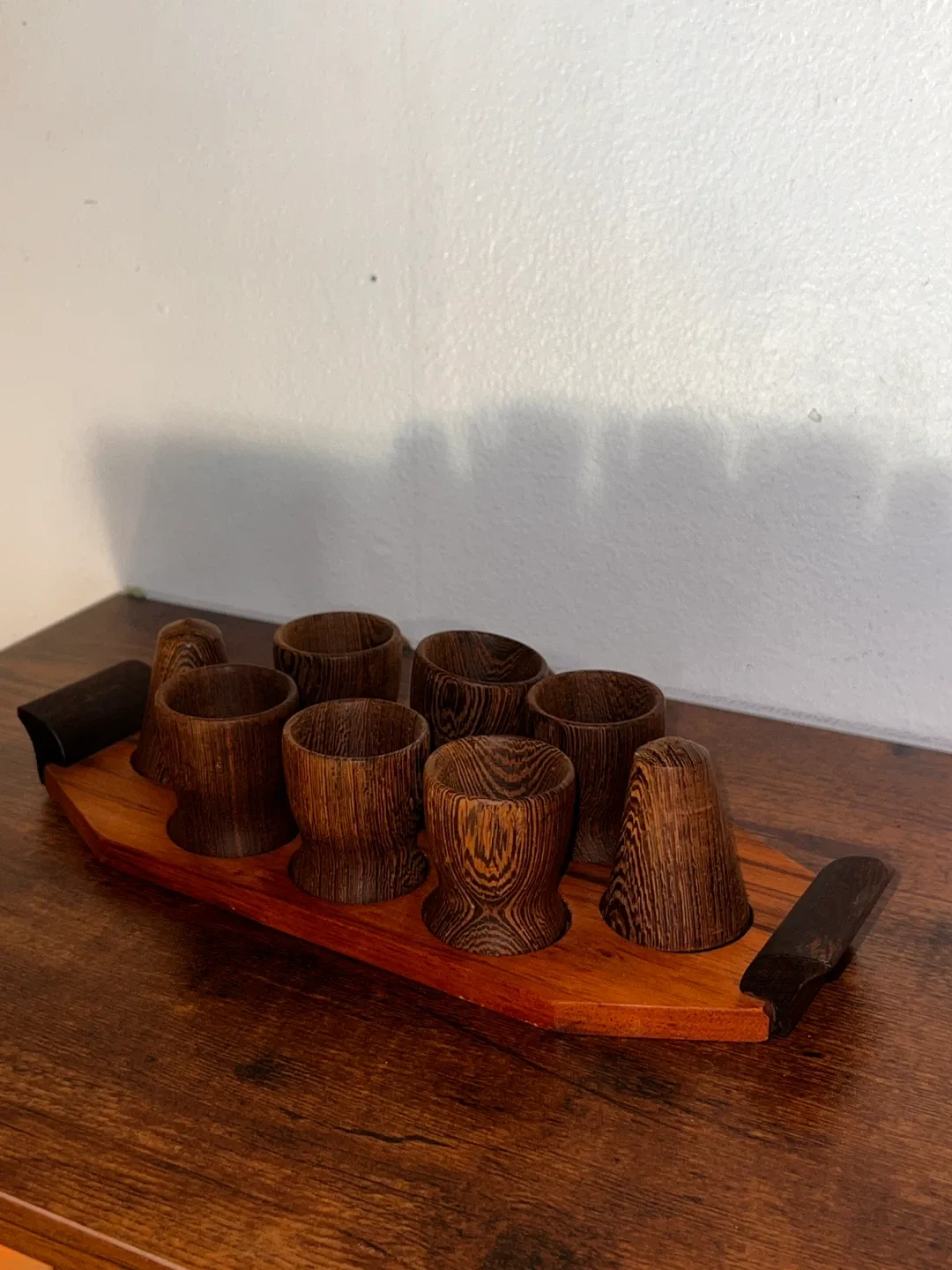 Wooden egg cup set with Tray thumbnail