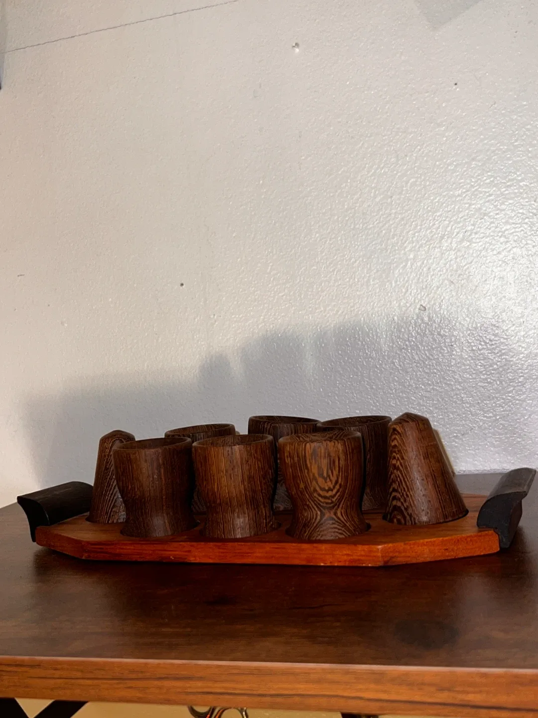 Wooden egg cup set with Tray image indicator(2)