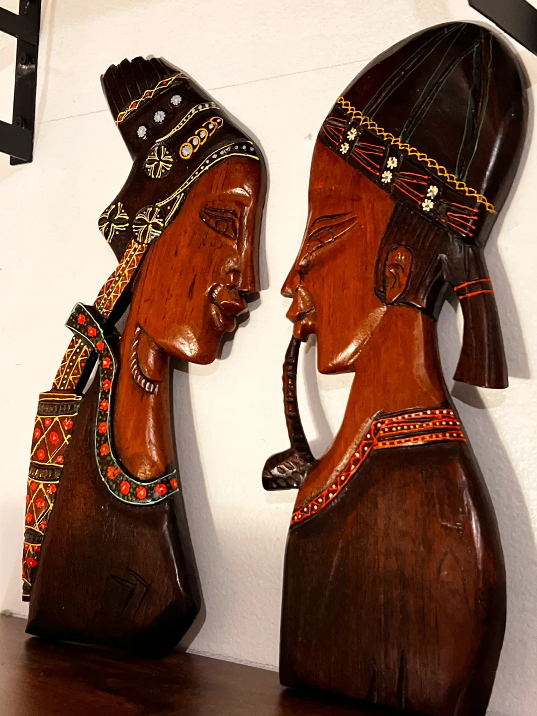 Vintage African Wood Carved Wall Art image indicator(3)