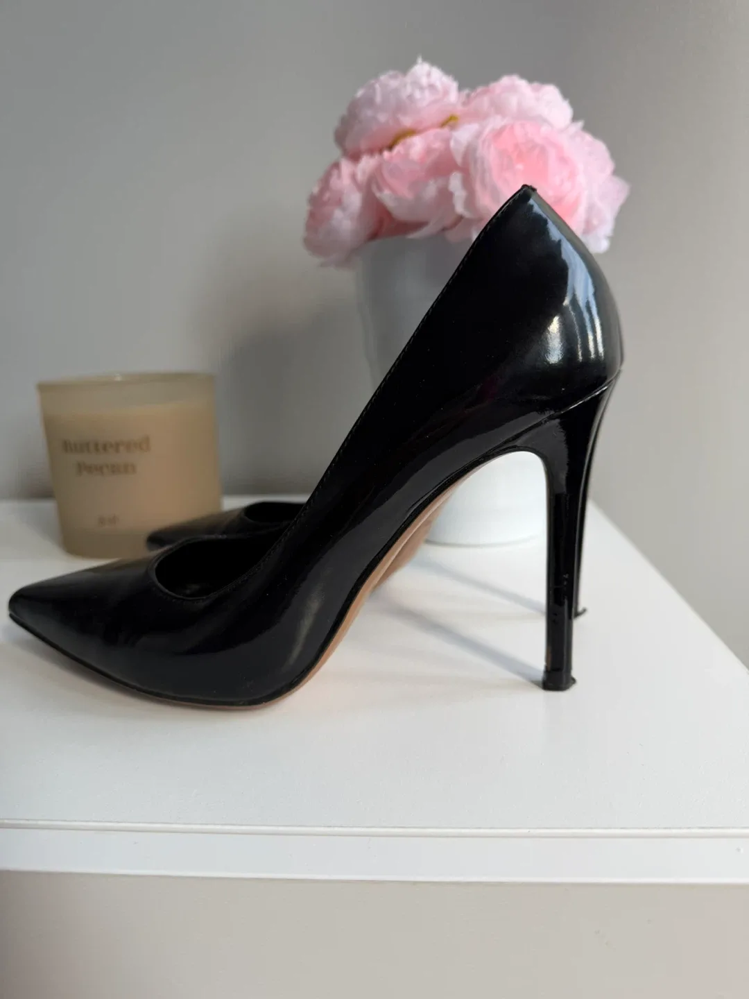 Black Patent Leather Heels - Size 37