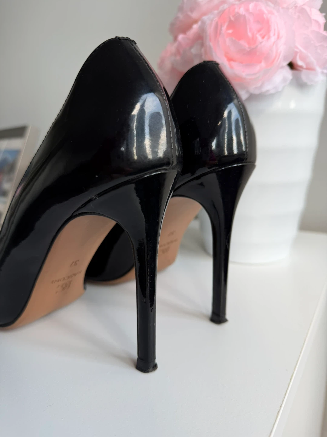 Black Patent Leather Heels - Size 37 - photo 2
