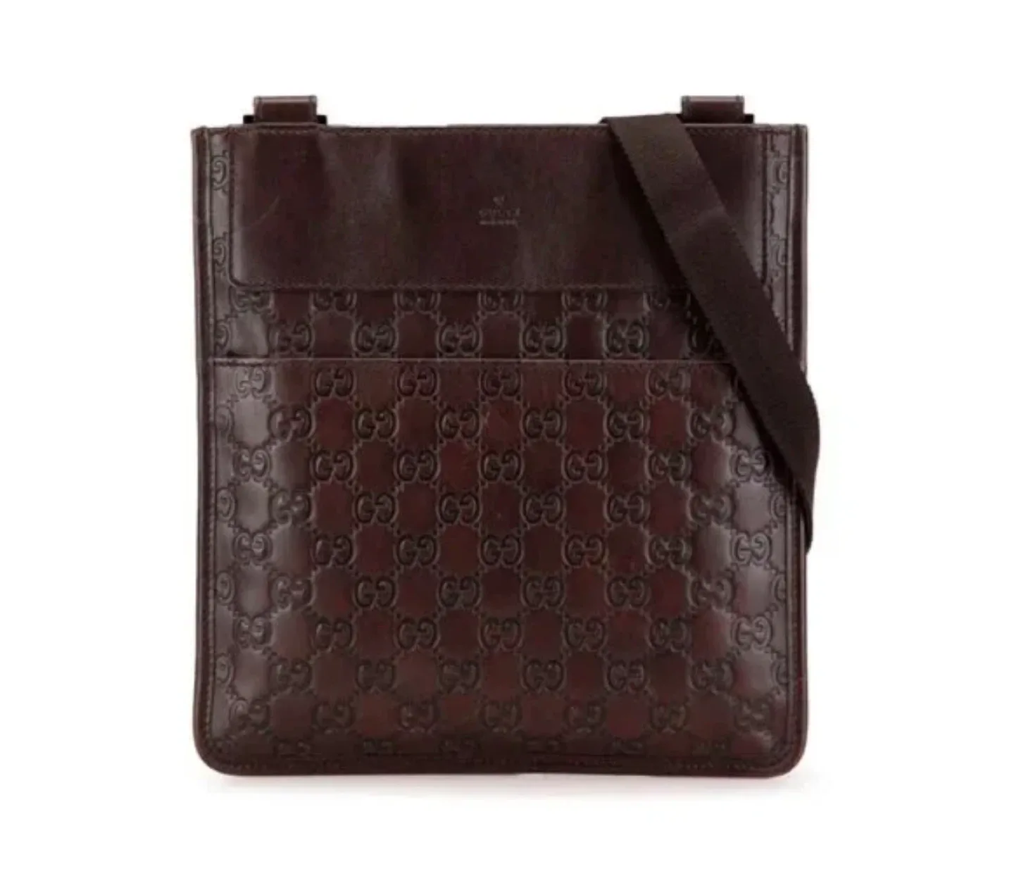 Gucci Embossed Leather Messenger Bag