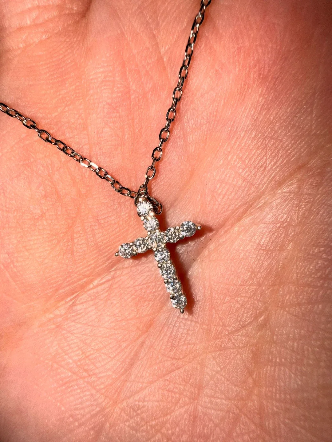 Moissanite Cross Pendant Necklace diamond test available! image indicator(2)