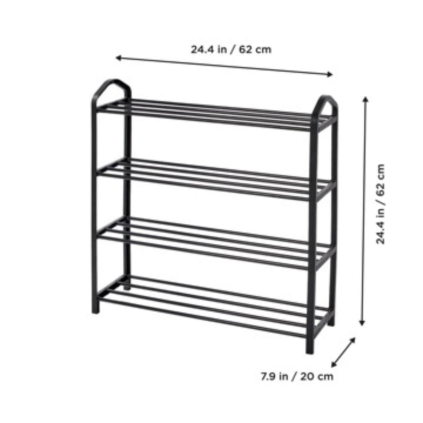 4-Tier Metal Shoe Rack - Black