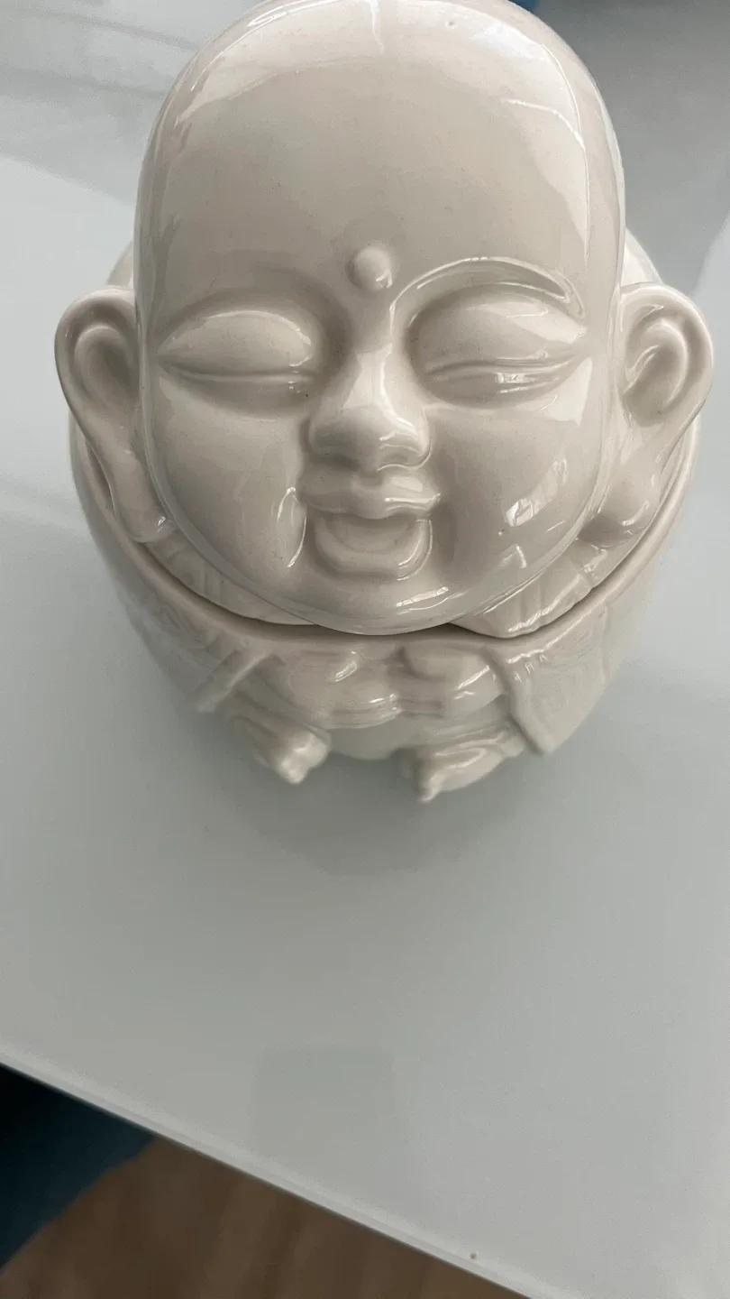 Buddha Ceramic Jar with Lid image indicator(3)