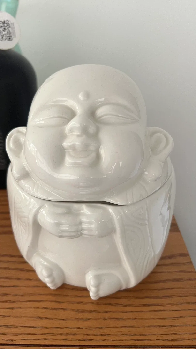 Buddha Ceramic Jar with Lid image indicator(2)